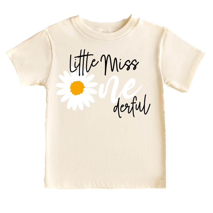 Little Miss Onederful Daisy Birthday Tee White & Cream Options