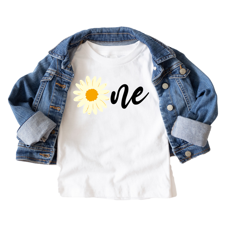 One Daisy Girl's Birthday Tee White & Cream Options