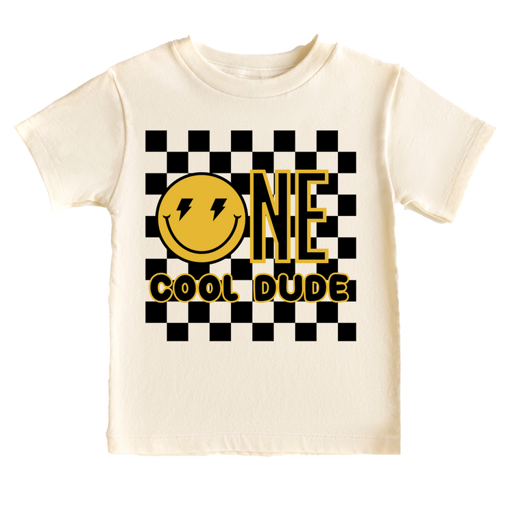 One Cool Dude Retro Birthday Tee White & Cream Options