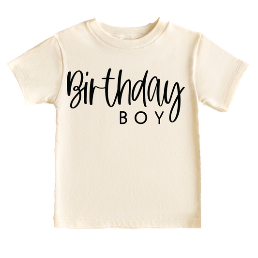 Birthday Boy Minimalist Birthday Tee White & Cream Options