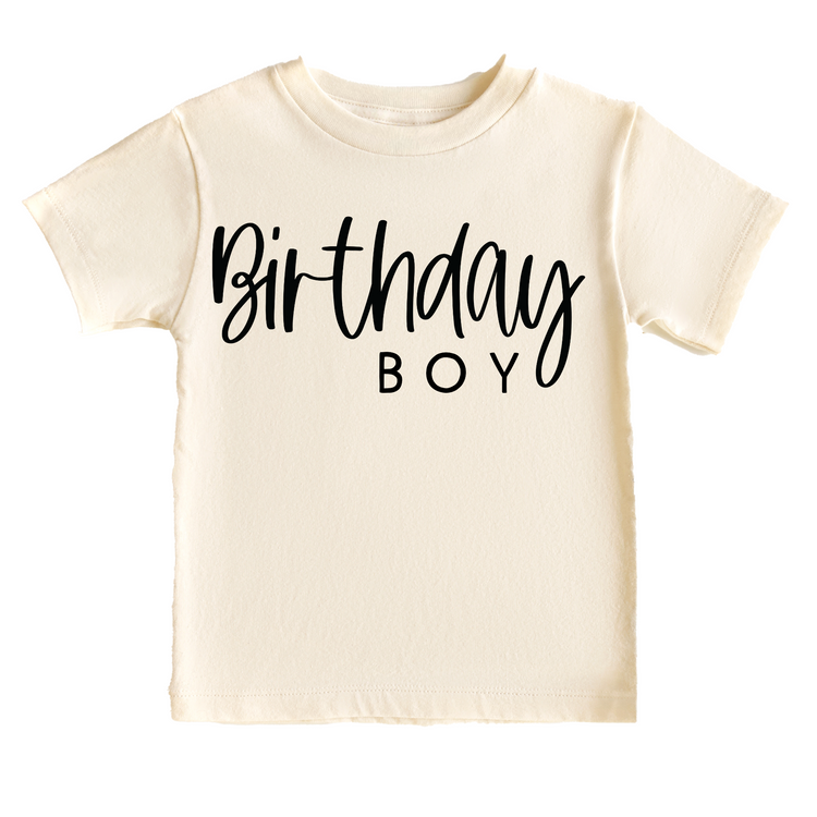 Birthday Boy Minimalist Birthday Tee White & Cream Options