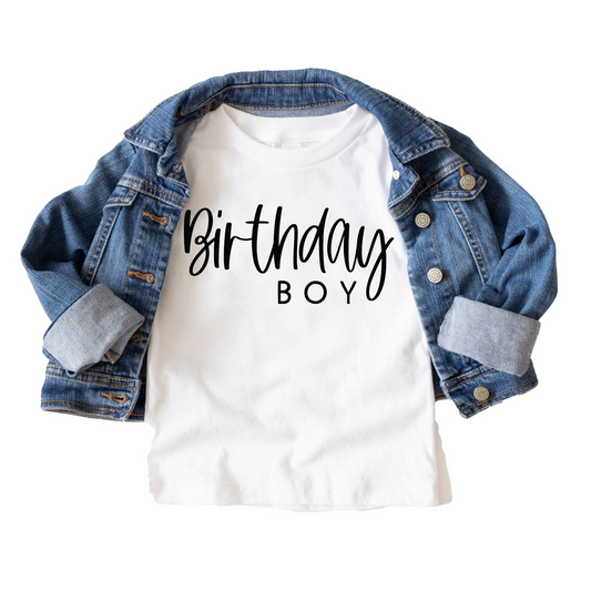 Birthday Boy Minimalist Birthday Tee White & Cream Options