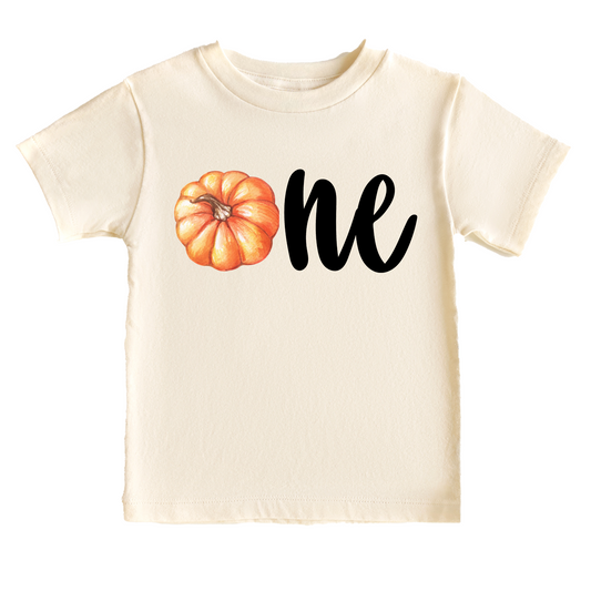 One Pumpkin Fall Themed Birthday Tee White & Cream Options