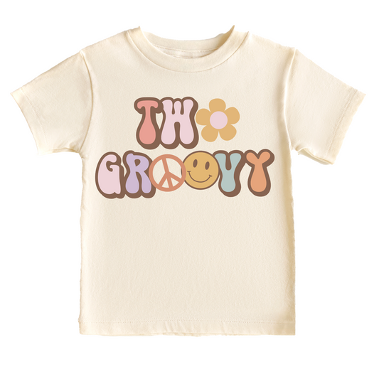 Two Groovy Neutral Rainbow Birthday Tee White & Cream Options