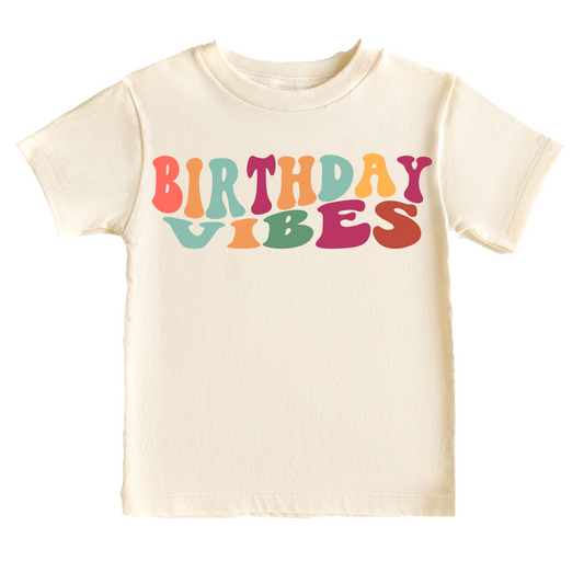 Birthday Vibes Rainbow Birthday Tee White & Cream Options