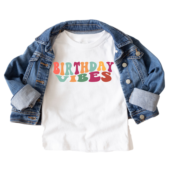 Birthday Vibes Rainbow Birthday Tee White & Cream Options