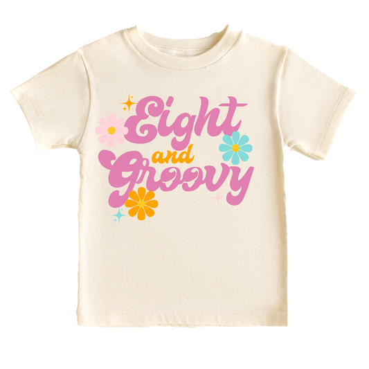 Eight & Groovy Birthday Tee White & Cream Options