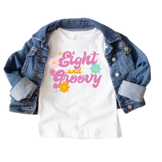 Eight & Groovy Birthday Tee White & Cream Options