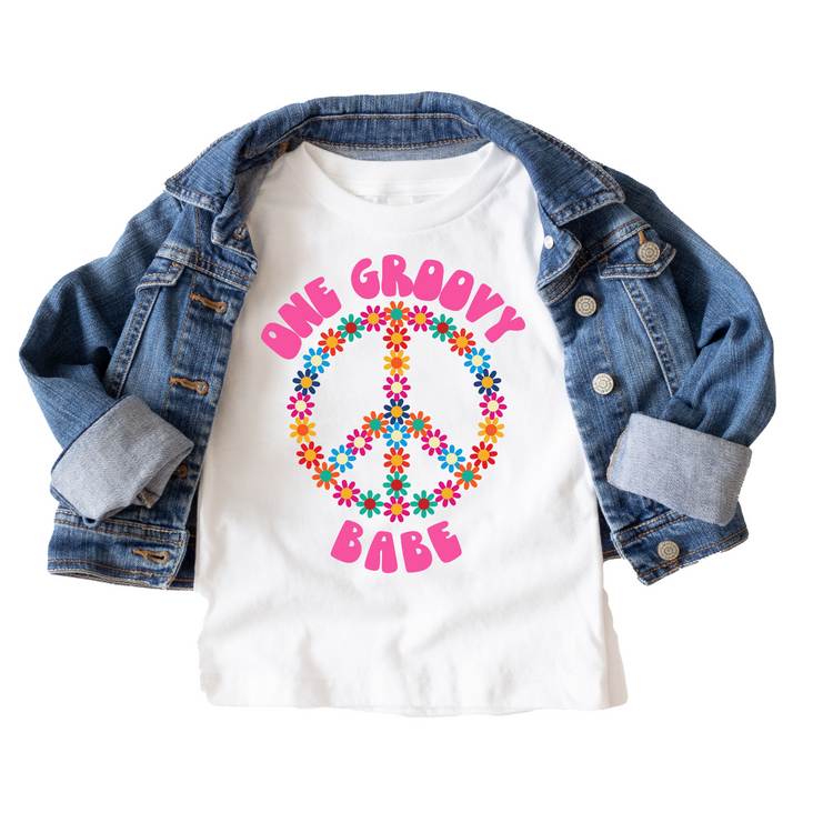 One Groovy Babe Birthday Tee White & Cream Options