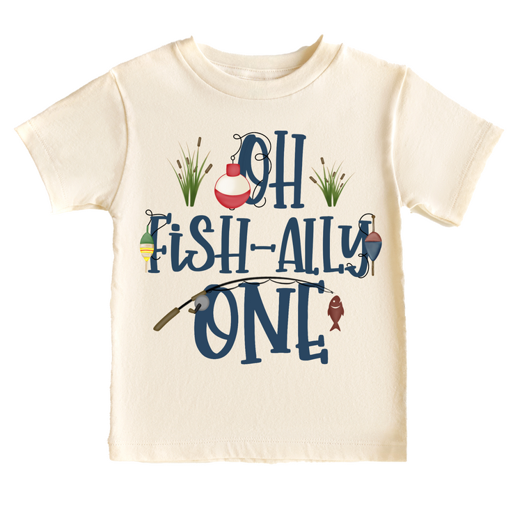 Oh Fishally One Fishing Birthday Tee White & Cream Options