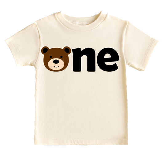 One Bear Birthday Tee White & Cream Options