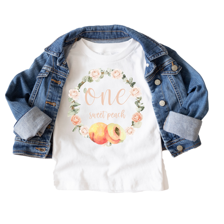 One Sweet Peach Birthday Tee White & Cream Options