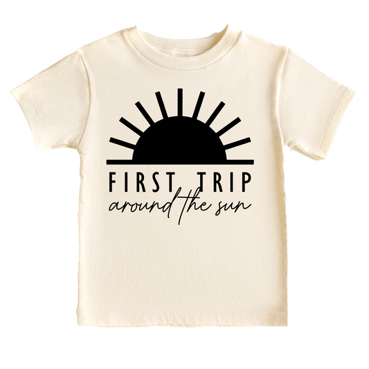 First Trip Around the Sun Retro Tee White & Cream Options