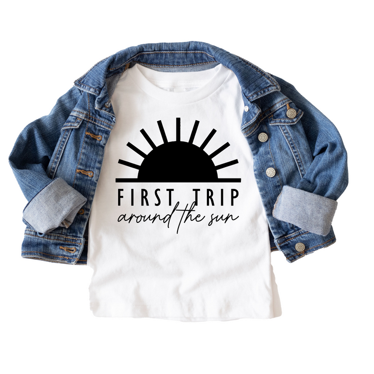 First Trip Around the Sun Retro Tee White & Cream Options