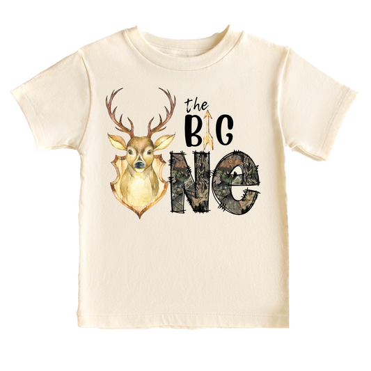 The Big One Hunting Birthday Tee White & Cream Options