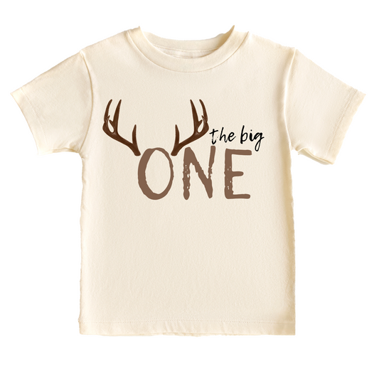 The Big One Hunting Birthday Tee White & Cream Options