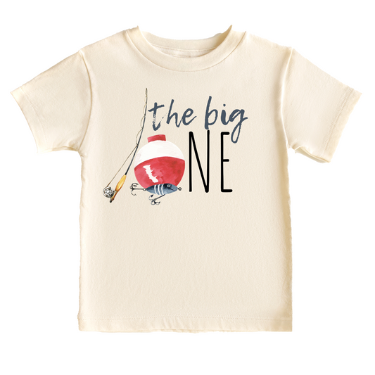 The Big One Fishing Birthday Tee White & Cream Options