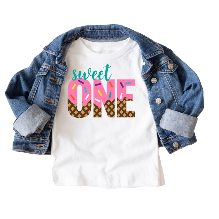 Sweet One Icecream Themed Birthday Tee White & Cream Options