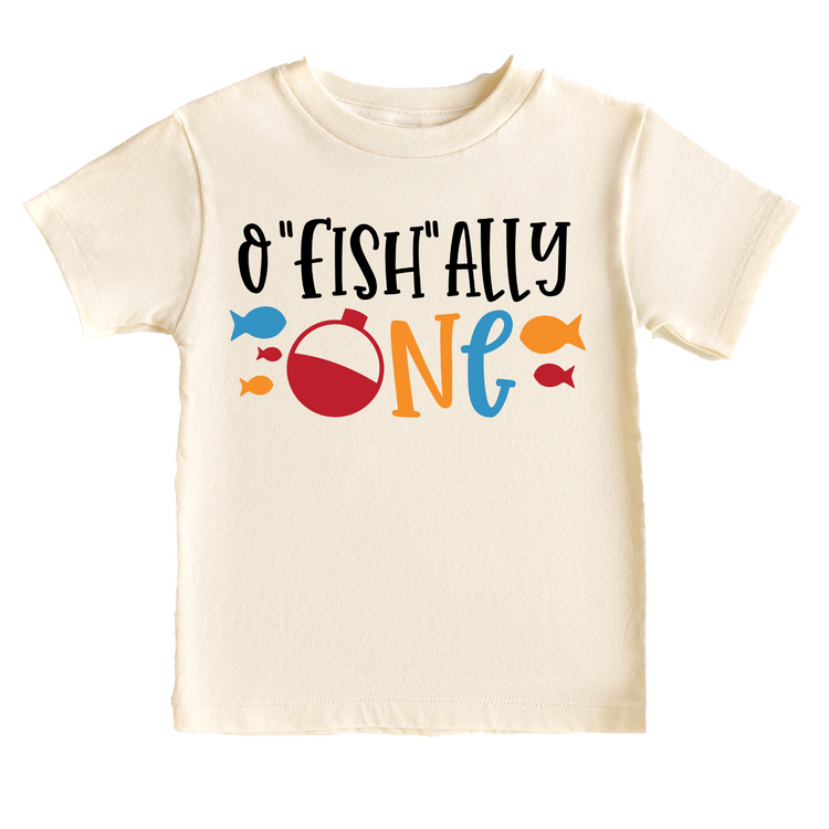 O' Fishally One Fishing Birthday Tee White & Cream Options