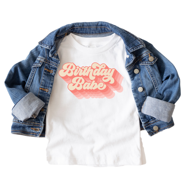 Pink Birthday Babe Birthday Tee White & Cream Options