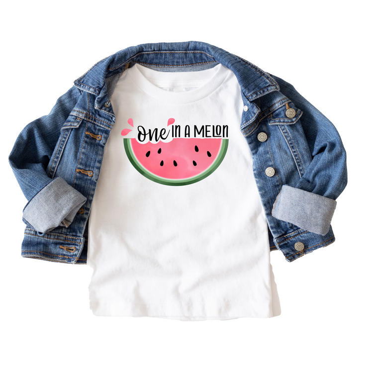 One in a Melon Watermelon Birthday Tee White & Cream Options