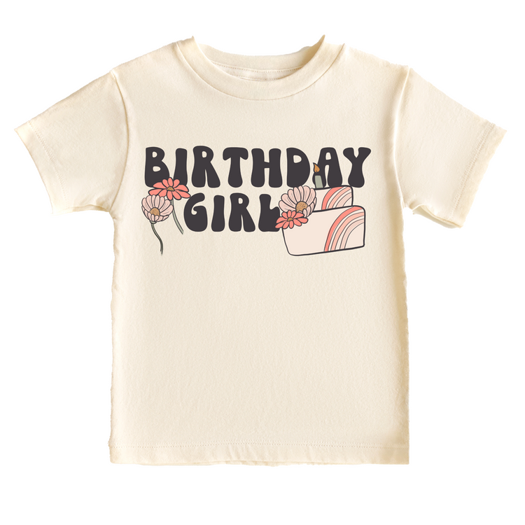 Retro Birthday Girl Birthday Tee White & Cream Options