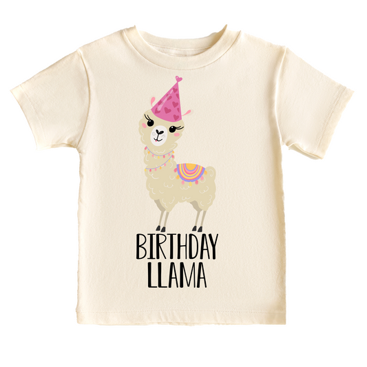 Birthday Llama Birthday Tee White & Cream Options