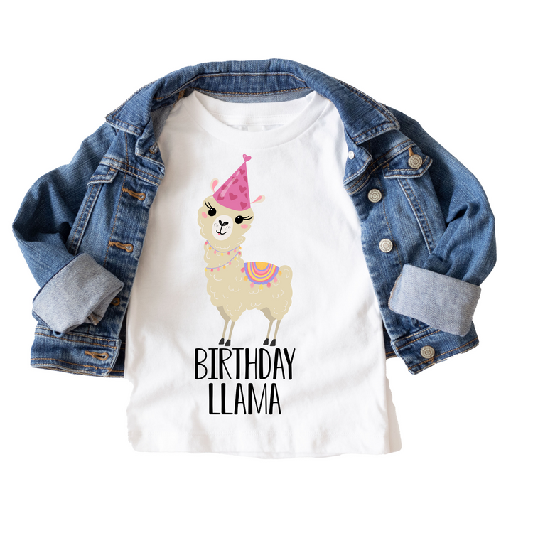 Birthday Llama Birthday Tee White & Cream Options