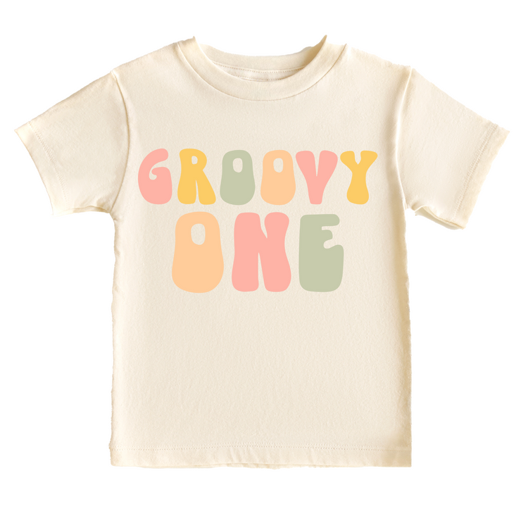 Groovy One Birthday Tee White & Cream Options