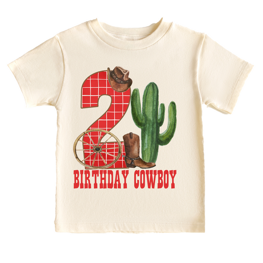 Birthday Cowboy 2nd Second Western Birthday Tee White & Cream Options