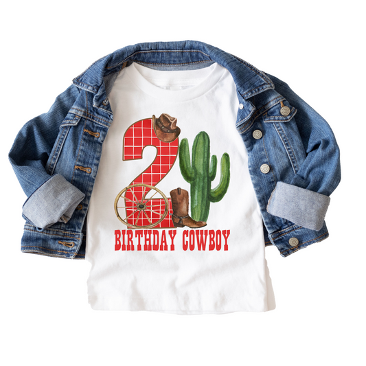 Birthday Cowboy 2nd Second Western Birthday Tee White & Cream Options