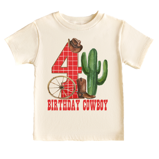 Birthday Cowboy Forth 4th Western Birthday Tee White & Cream Options