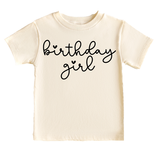 Birthday Girl Minimalist Girls Birthday Tee White & Cream Options