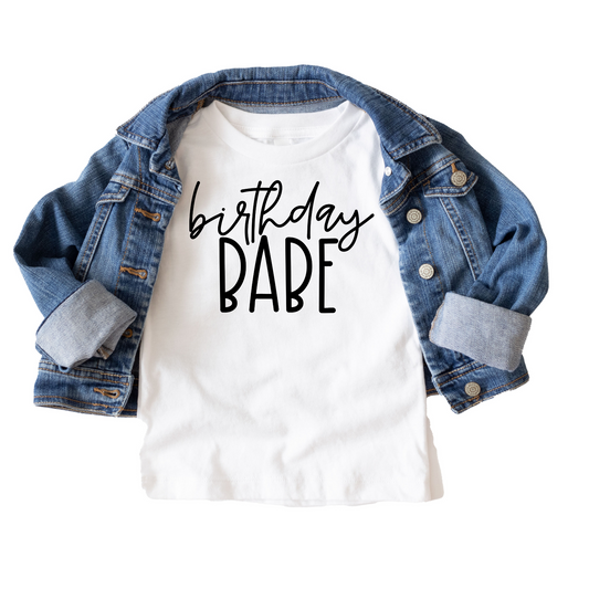 Birthday Babe Girls Birthday Tee White & Cream Options