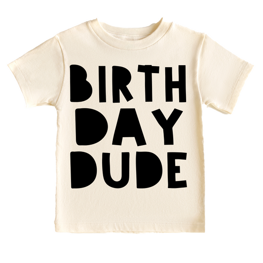 Birthday Dude Boys Birthday Tee White & Cream Options