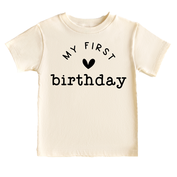 My First Birthday Kids Birthday Tee White & Cream Options