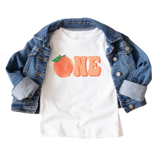 One Peach First Birthday Tee White & Cream Options