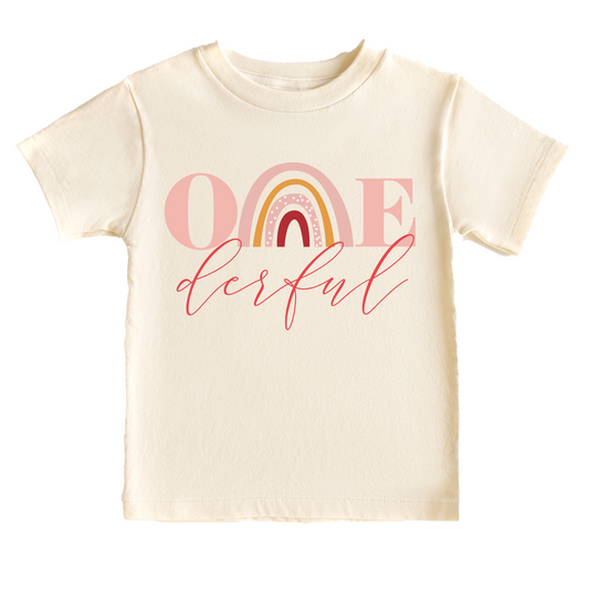 Onederful Rainbow Girl's Birthday Tee White & Cream Options