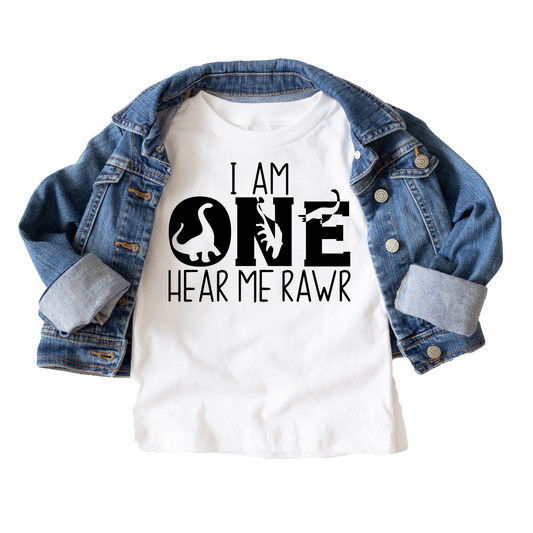 I Am One Hear Me Roar Birthday Tee White & Cream Options