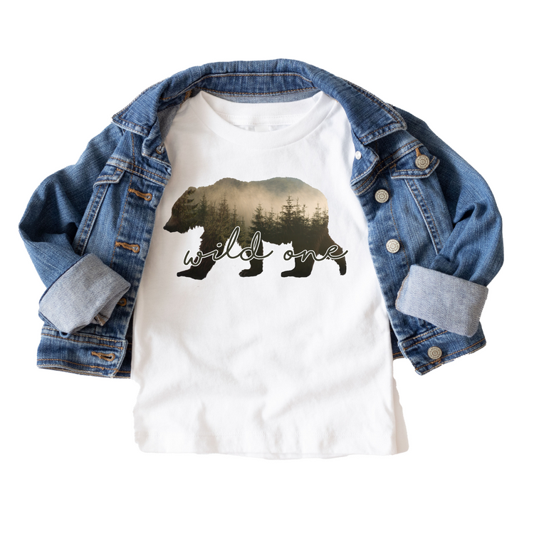 Wild One Bear Birthday Tee White & Cream Options