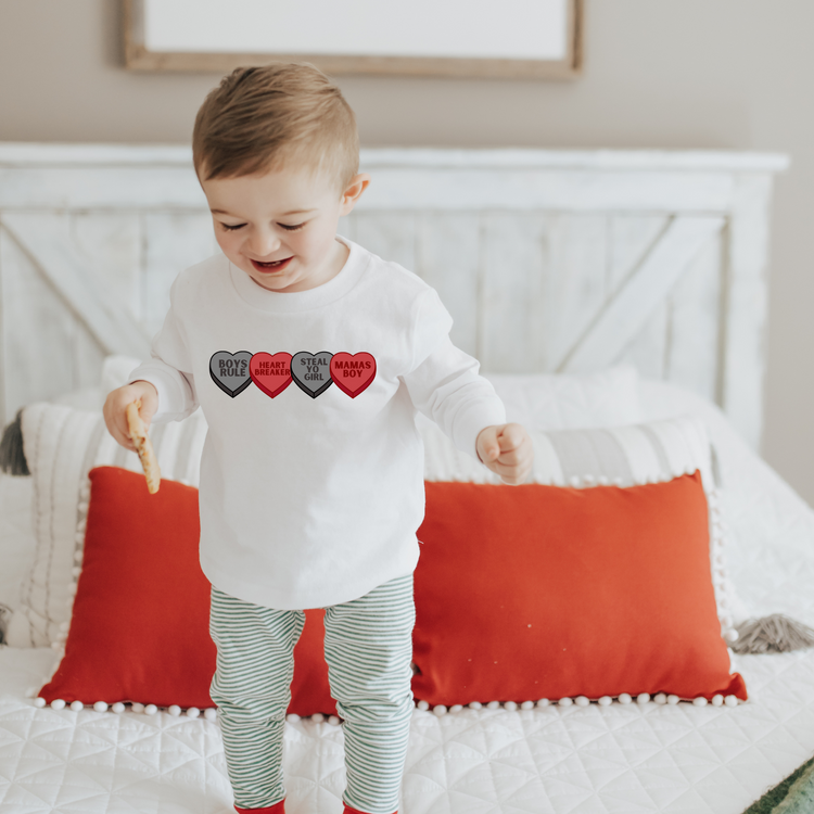 Boys Rule Hearts Valentine's Day Graphic Tee