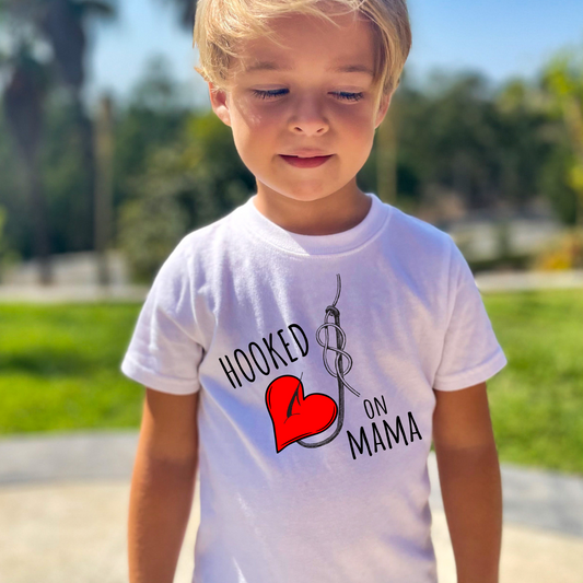 Hooked on Mama Fishing Valentine's Day Graphic Tee