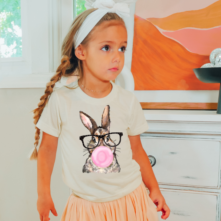 Bunny Bubble Gum Girls Easter Graphic Tee