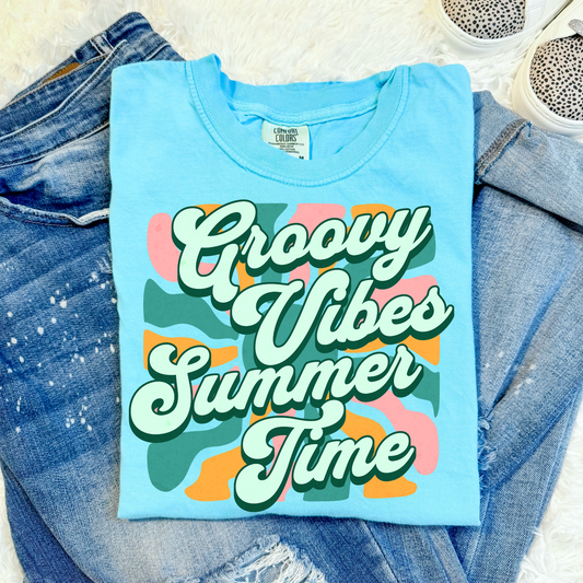 Groovy Vibes Summer Time Comfort Colors Graphic Tee