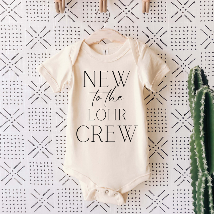 New to the Custom Last Name Crew Pregnancy Announcement Onesie®