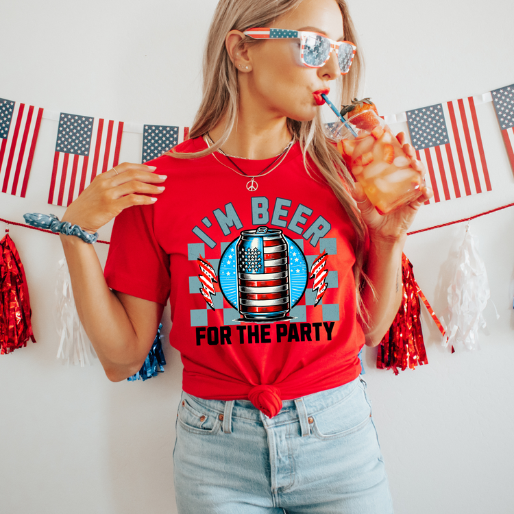 I'm Beer for the Party 4th Of July Patriotic Graphic Tee