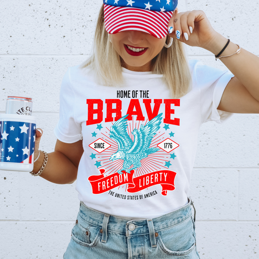 Home of the Brave 4th Of July Patriotic Graphic Tee