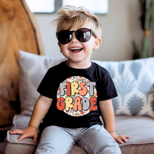 First Grade Boys Doodles Graphic Tee