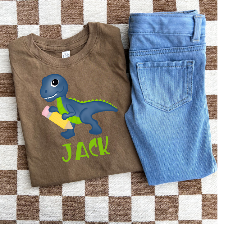 Personalized Dinosaur Back to School Kids Graphic Tee