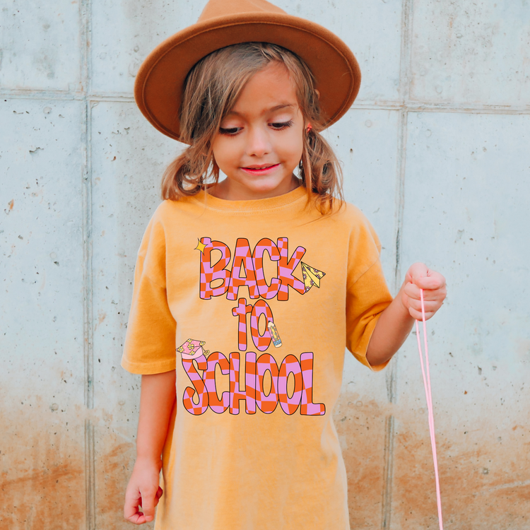 Preppy Checkered Back to School Comfort Colors Youth Graphic Tee